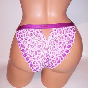 Victoria Secret PINK Panty Small Bikini Fuchsia Purple Lace Banded New
